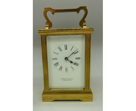 A brass cased four glass carriage clock, Garrard & Co., height of case 113mm