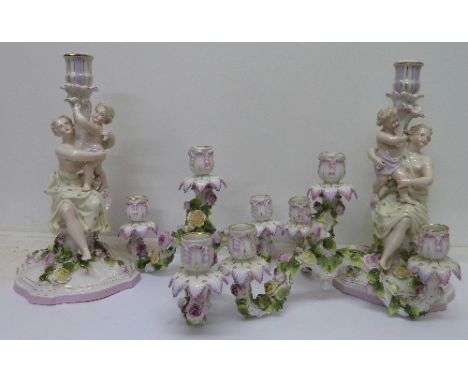 A pair of Dresden figural candelabra