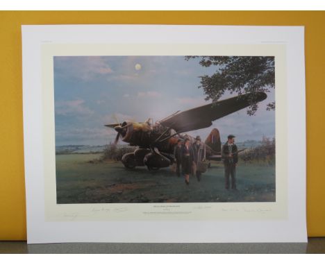 Unframed limited edition print by Robert Taylor "Landed by Moonlight" No 15/750 signed by the artist and four highly decorate