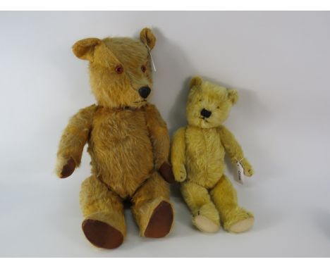 Two vintage teddy bears, one by Chiltern toys with a internal squeaker.