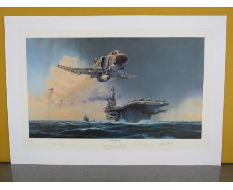 Unframed limited edition Robert Taylor print " Phantom Showtime" 35 of 800 signed by the artist &amp; Two US Navy aces. (some