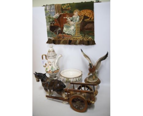 Good Mixed Ceramic lot plus tapestry. See photos. 