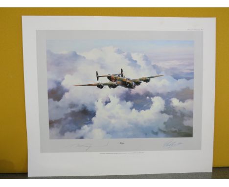 Unframed Robert Taylor Print " Halifax" signed by the artist &amp; Air Vice Marshall Don Bennett. 24" by 20"