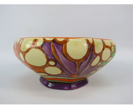Clarice cliff Fantasque small bowl hand decorated with flowers in a variety of colours, 2.5" tall &amp; 5.5" diameter. We thi