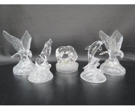 Five Cristal D'arques animal figurine. 