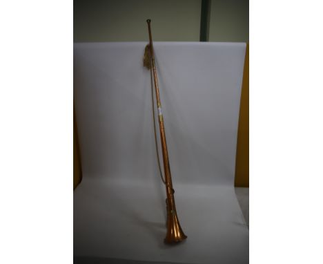 Copper and brass long bugle, 44" long.
