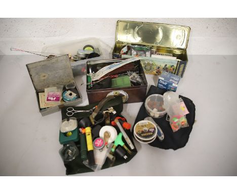 Boxes of assorted fishing tackle. See photos. 