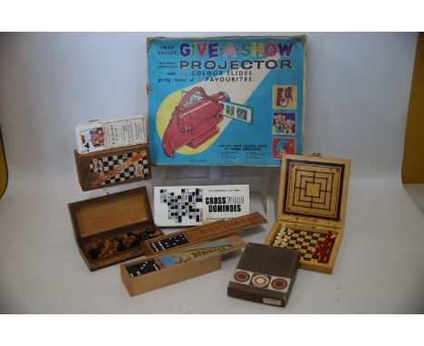 Good Mixed lot of Vintage Games to include Chess sets, projector and Dominoes. See photos.