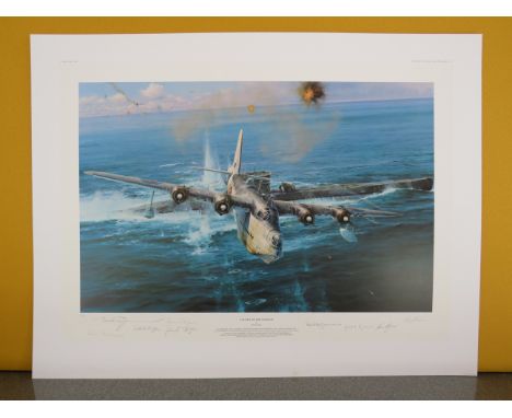 Unframed limited edition Rober Taylor print " Caught on the Surface" 42 of 500 signed by the artist, Four crew of the Sutherl
