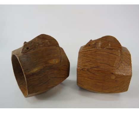 Two Robert "Mousey" Thompson mouseman napkin rings.