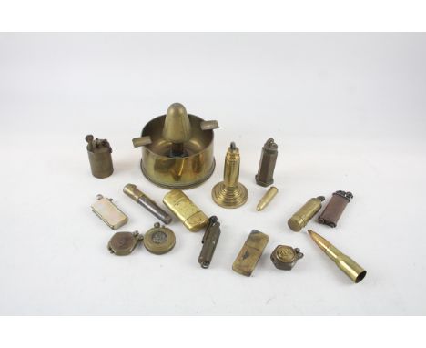 Trench Art Joblot Inc WW1 &amp; WW2 Brass Lighters &amp; Ashtrays 551056