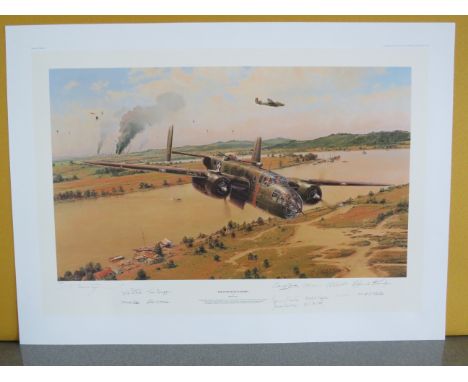 Unframed Limited edition print by Robert Taylor "The Doolittle Raiders" No 94/600 signed by the artist and 14 Airmen that too