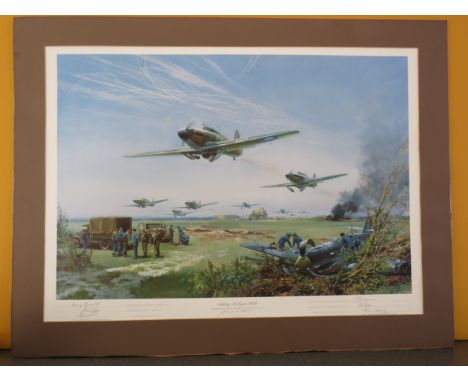 Large Mounted Limited edition print by Frank Wootton Commemorating the 50th anniversary of the Battle of Britain, Aldertag 15