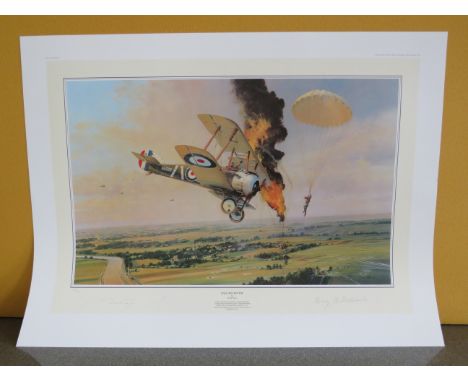 Unframed Limited edition print by Robert Taylor "Balloon Buster" 287/600 signed by the artist and First world war pilot Henry