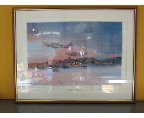 Rare Framed Limited Edition print by Robert Taylor " Eagles at Dawn " No 32/50 signed by the Artist, E Hartmann and seven oth