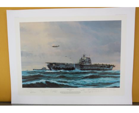 Very Rare Artist Proof 1 of 25 Signed print by Robert Taylor "Compass Heading 270" with 13 Doolittle Raiders aircrew signatur