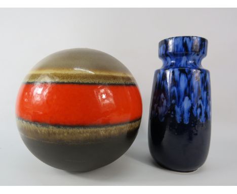 West German Fat lava vase and large ceramic globe.