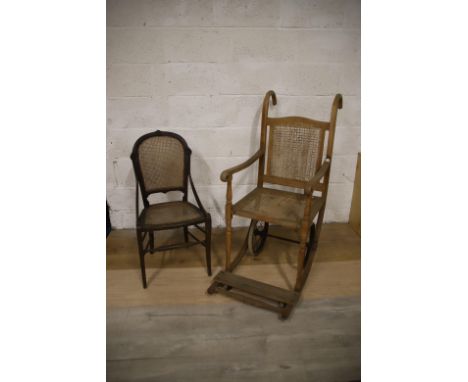 Bergere seated parlour chair plus antique Invalid or wheelchair also with Bergere seat and back. See photos. 