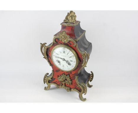 Antique John Walker Boulle Mantel Clock Tortoise Shell Pattern Brass Detailing 457241