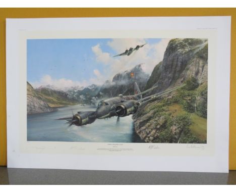 Unframed limited edition print by Robert Taylor "Strike and Strike Again" No 32/450 signed by the artist and Three Distinguis