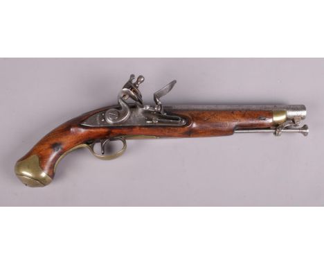 A 19th century Tower flintlock cavalry pistol. Stamped Tower to the lock plate with coronet GR and crowned arrow. Barrel 23cm