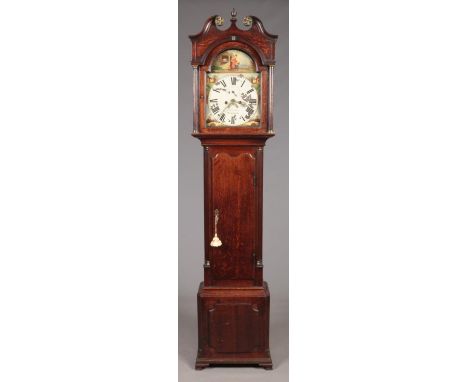 A 19th Century mahogany longcase clock, with enameled dial possibly inscribed 'J. Fesemier', Brynmawr. Subsidiary dials for s