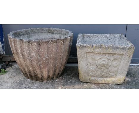 Circular fluted planter 35cm diameter T/W square planter 30cm x 30cm x 37cm high 