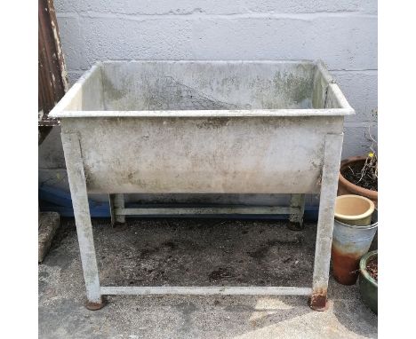Large galvanised metal trough/planter 78cm high x 90cm long x 60cm deep- has losses 