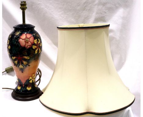 Large Moorcroft floral table lamp, H: 36 cm. No cracks, chips or visible restoration. P&amp;P Group 3 (£25+VAT for the first 