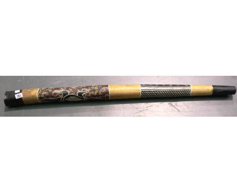 Didgeridoo painted with Aboriginal design, L: 127 cm. Not available for in-house P&amp;P 
