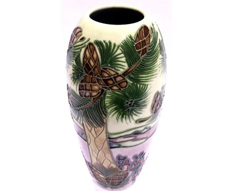 Moorcroft fir cone vase dated 1997, H: 20 cm. No cracks, chips or visible restoration. P&amp;P Group 2 (£18+VAT for the first