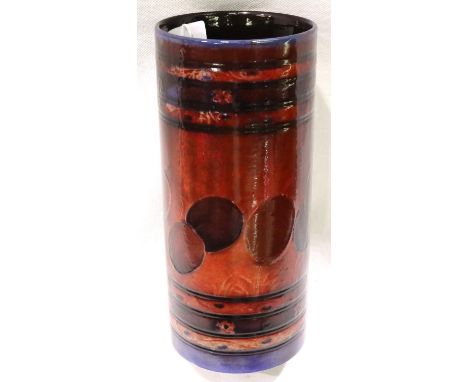 Rare Moorcroft Honesty flambé cylinder vase, H: 22 cm. No cracks, chips or visible restoration, with part Potter to the Queen