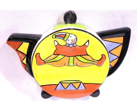 Lorna Bailey clown teapot, H: 17 cm, D: 23 cm. No cracks, chips or visible restoration. P&amp;P Group 2 (£18+VAT for the firs