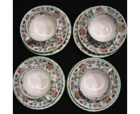 Four Minton Haddon Hall trios. No cracks, chips or visible restoration. P&amp;P Group 3 (£25+VAT for the first lot and £5+VAT