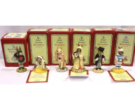 Six Royal Doulton Bunnykins, all boxed. No cracks, chips or visible restoration. P&amp;P Group 2 (£18+VAT for the first lot a