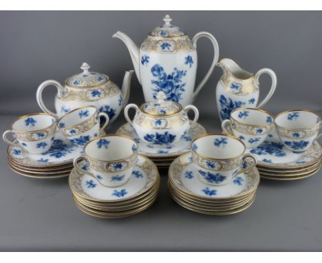 A THIRTY FOUR PIECE DRESDEN PORCELAIN TEA SERVICE marked 'Schumann', comprising tea and coffee pot, jug, covered sugar bowl, 