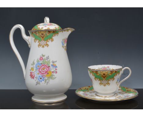 Shelley bone china part tea set, Sheraton pattern, comprising six cups, saucers and tea plates together with a jug (19).