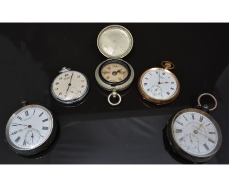 Continental silver cased pocket watch, white enamel dial, signed Ford Galloway & Co., Birmingham, key wind lever movement, ot