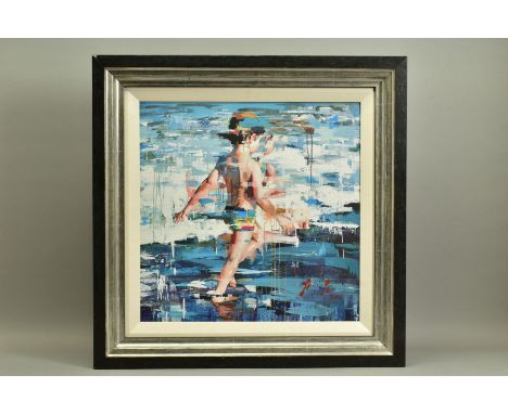 CHRISTIAN HOOK ( BRITISH 1971) 'MAR DE LEVANTE', a signed limited edition print of a young boy on a beach, 20/195 with certif