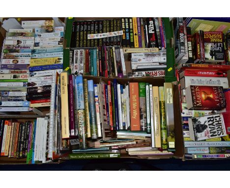 SIX BOXES OF ASSORTED FICTION AND NON FICTION BOOKS, to include four childrens pony books signed by the author Victoria Evele