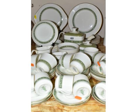 A SIXTY TWO PIECE ROYAL DOULTON RONDELAY H5004 DINNER SERVICE with green, grey or black backstamps, comprising cake plate, a 