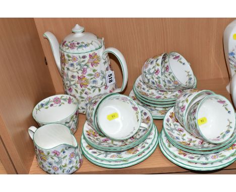 MINTON HADDON HALL TEA WARES, comprising of a coffee pot, six cups - two seconds, seven saucers - two seconds, six 16.5cm sid