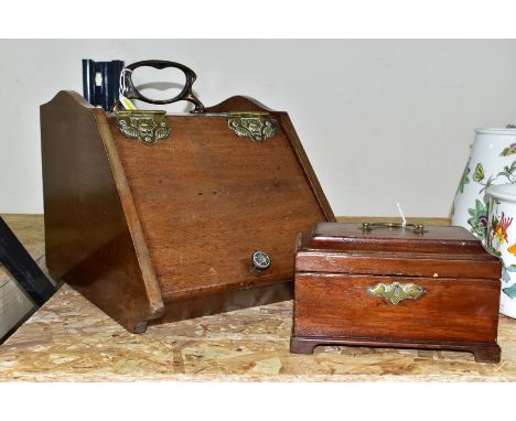 A PURDONIUM AND TEA CADDY WITH CONVERTED INTERIOR, comprising a late 19th/early 20th century coal purdonium with decorative b