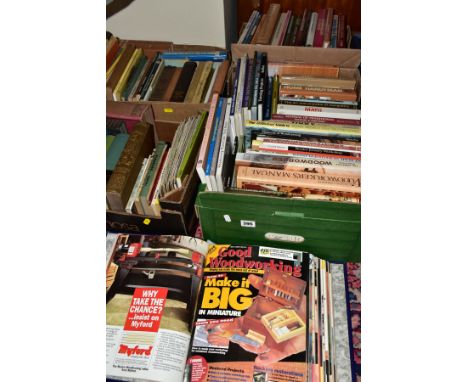 FOUR BOXES OF WOODWORK BOOKS, approximately ninety books about carpentry, tools, DIY and a few general reference books (Condi