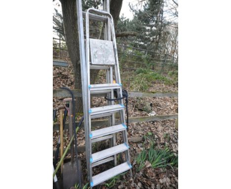 AN ALUMINIUM DOUBLE EXTENSION LADDER, and an aluminium step ladder (2)