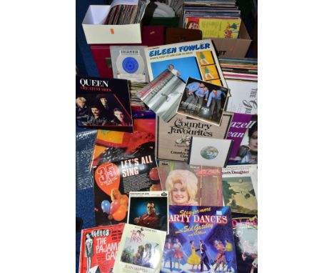 A QUANTITY OF SINGLES RECORDS AND LPS IN FOUR BOXES AND TWO RECORD CASES, artists include The Beatles (1962-1966 double album