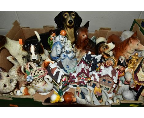 FIVE BOXES OF CERAMICS, to include various Wade Whimsies including Lady and The Tramp series, a Portmeirion Porcelain British