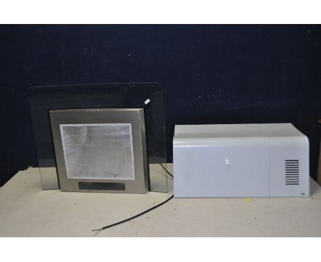 AN UNBRANDED BRAND NEW COOKER HOOD in stainless steel and glass, two stainless steel covers, three speed with light (still ce