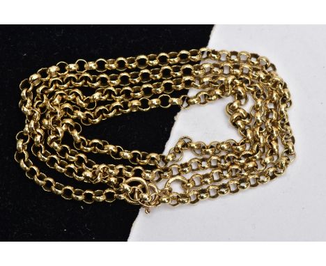 A 9CT GOLD BELCHER CHAIN, fine belcher link chain fitted with a spring clasp, hallmarked 9ct gold Birmingham, length 620mm, a