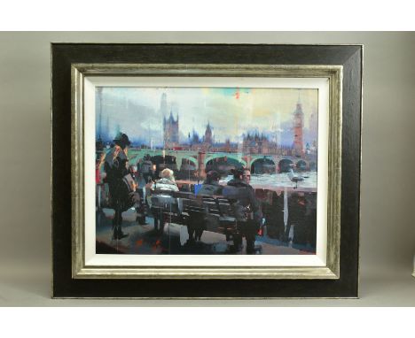 CHRISTIAN HOOK (BRITISH 1971) 'EMBANKMENT', a signed artist proof print of a London cityscape, 4/20, no certificate, approxim